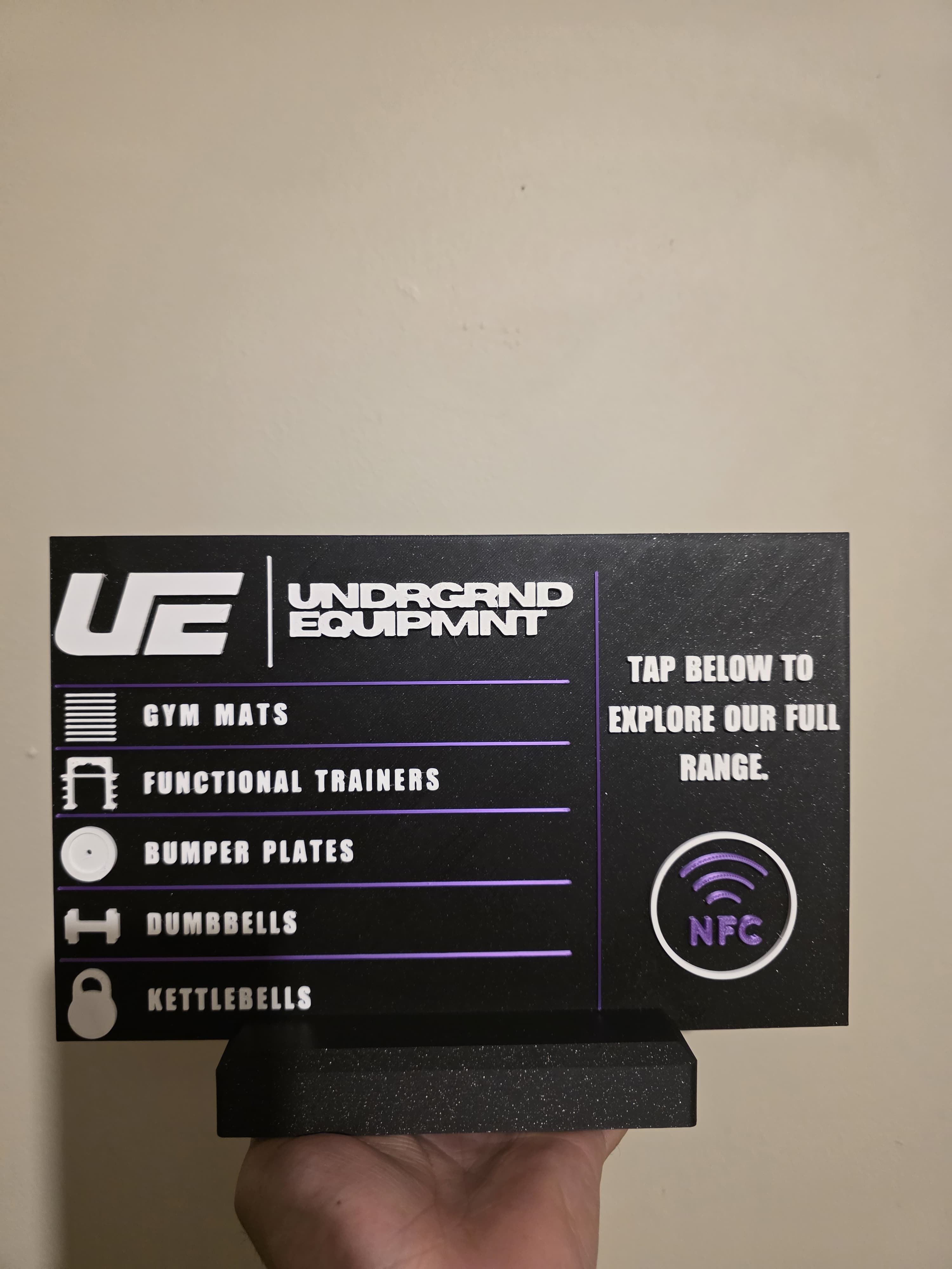 Black and purple custom NFC equipment display